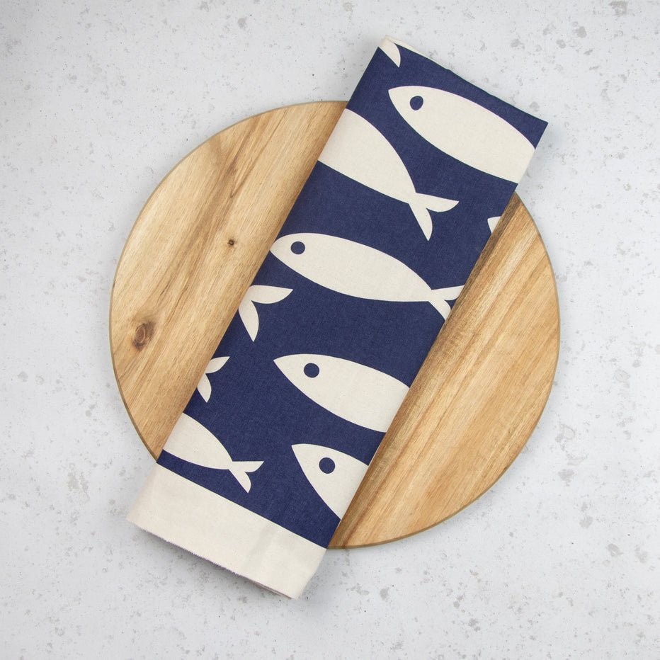 Love Liga Fish Tea Towel - Navy - The Mewstone Candle Co