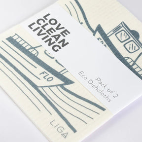 Love Liga Ebb and Flow and Mackerel Eco Dishcloths x2 - The Mewstone Candle Co