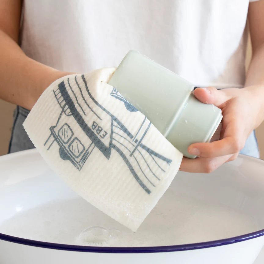 Love Liga Ebb and Flow and Mackerel Eco Dishcloths x2 - The Mewstone Candle Co