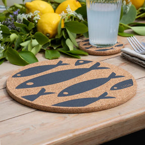 Love Liga Grey Fish Cork Coasters and Tablemats - The Mewstone Candle Co
