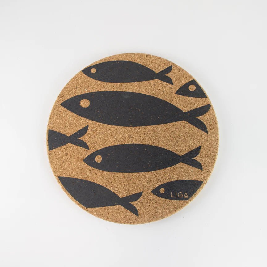 Love Liga Grey Fish Cork Coasters and Tablemats - The Mewstone Candle Co