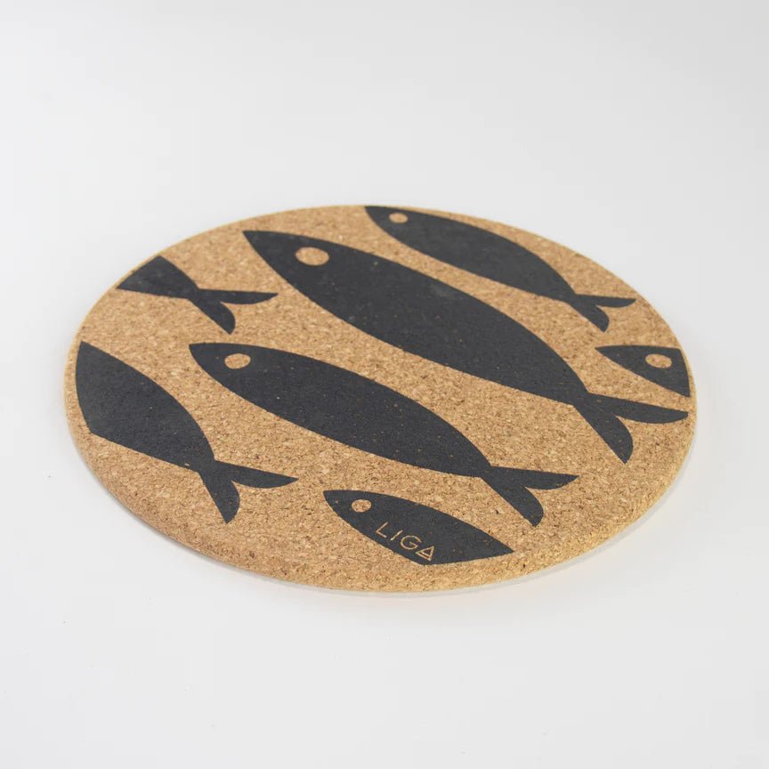 Love Liga Grey Fish Cork Coasters and Tablemats - The Mewstone Candle Co