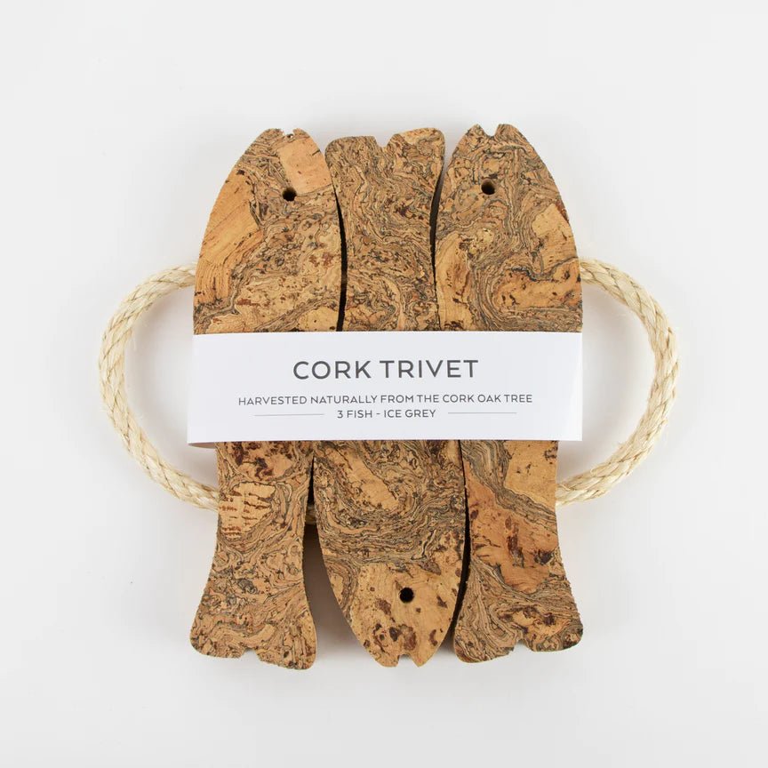 Love Liga Ice Grey Cork 3 Fish Trivet - The Mewstone Candle Co