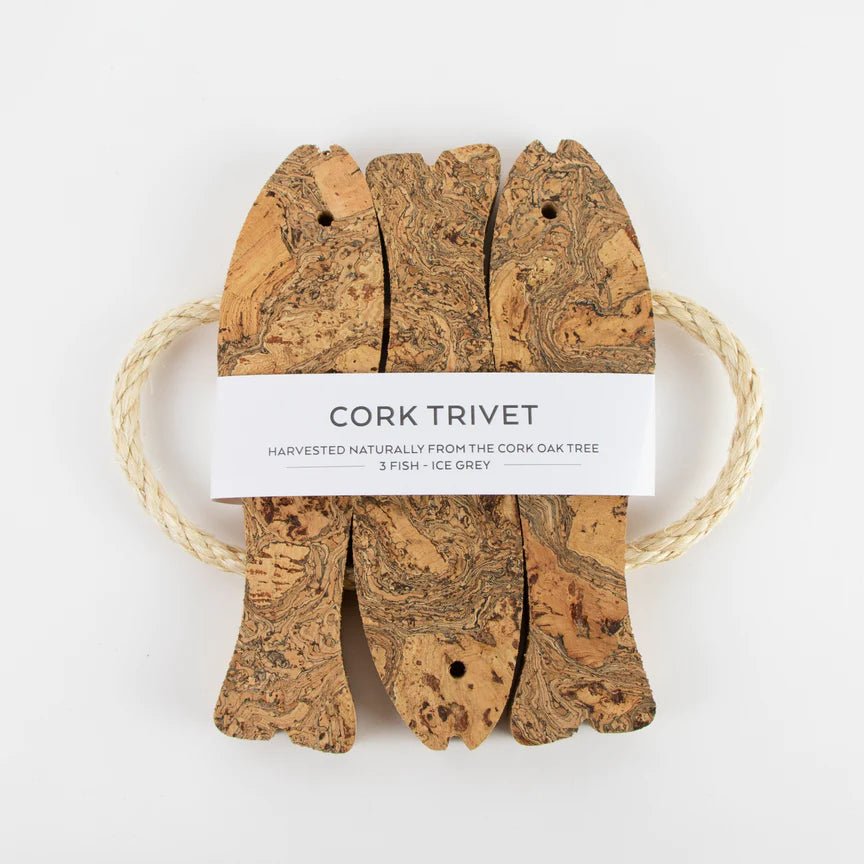 Love Liga Ice Grey Cork 3 Fish Trivet - The Mewstone Candle Co