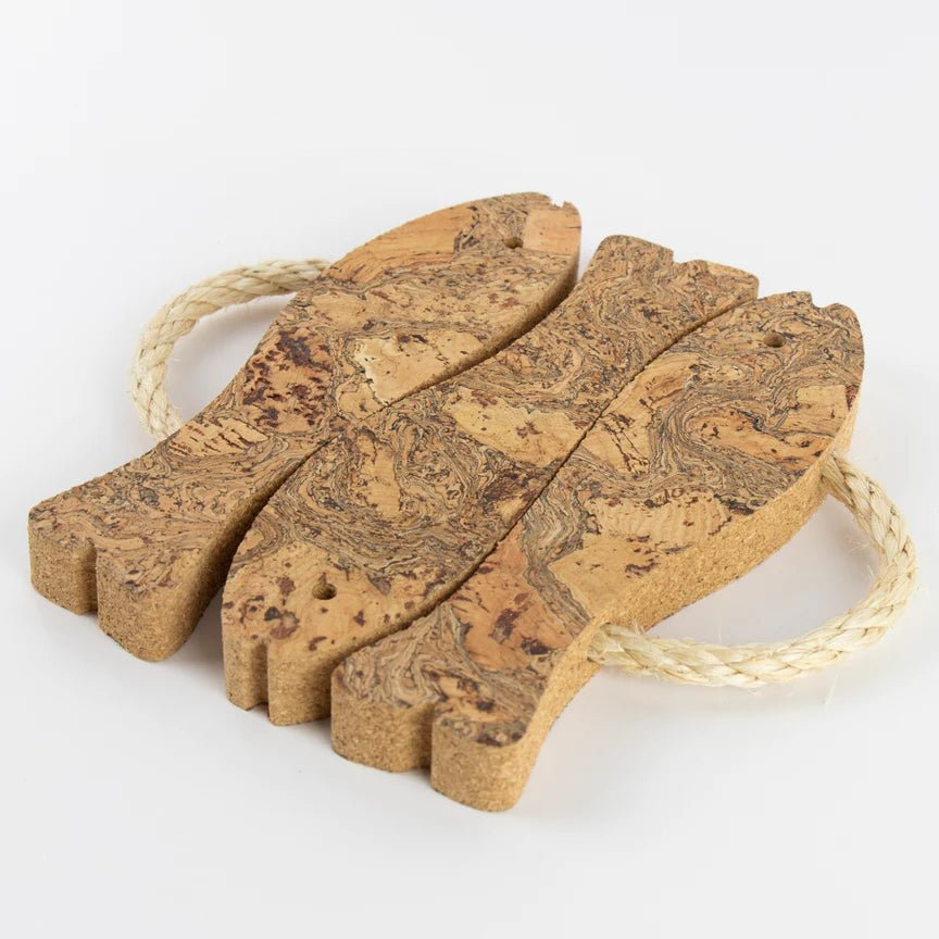 Love Liga Ice Grey Cork 3 Fish Trivet - The Mewstone Candle Co