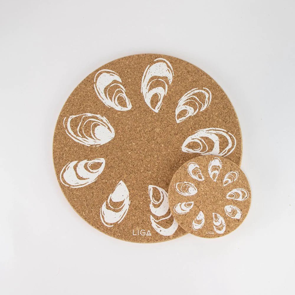 Love Liga Oyster Cork Coasters and Tablemats - The Mewstone Candle Co