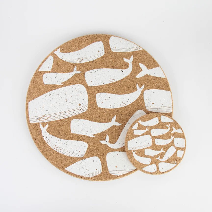 Love Liga Whale Cork Coasters and Tablemats - The Mewstone Candle Co