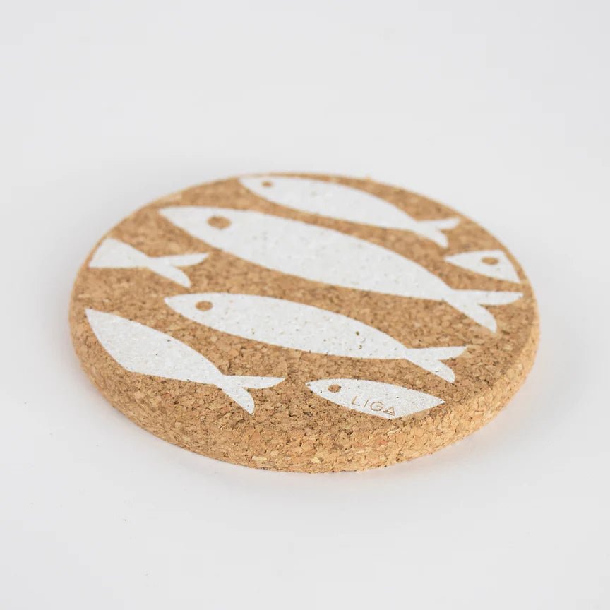 Love Liga White Fish Cork Coasters and Tablemats - The Mewstone Candle Co