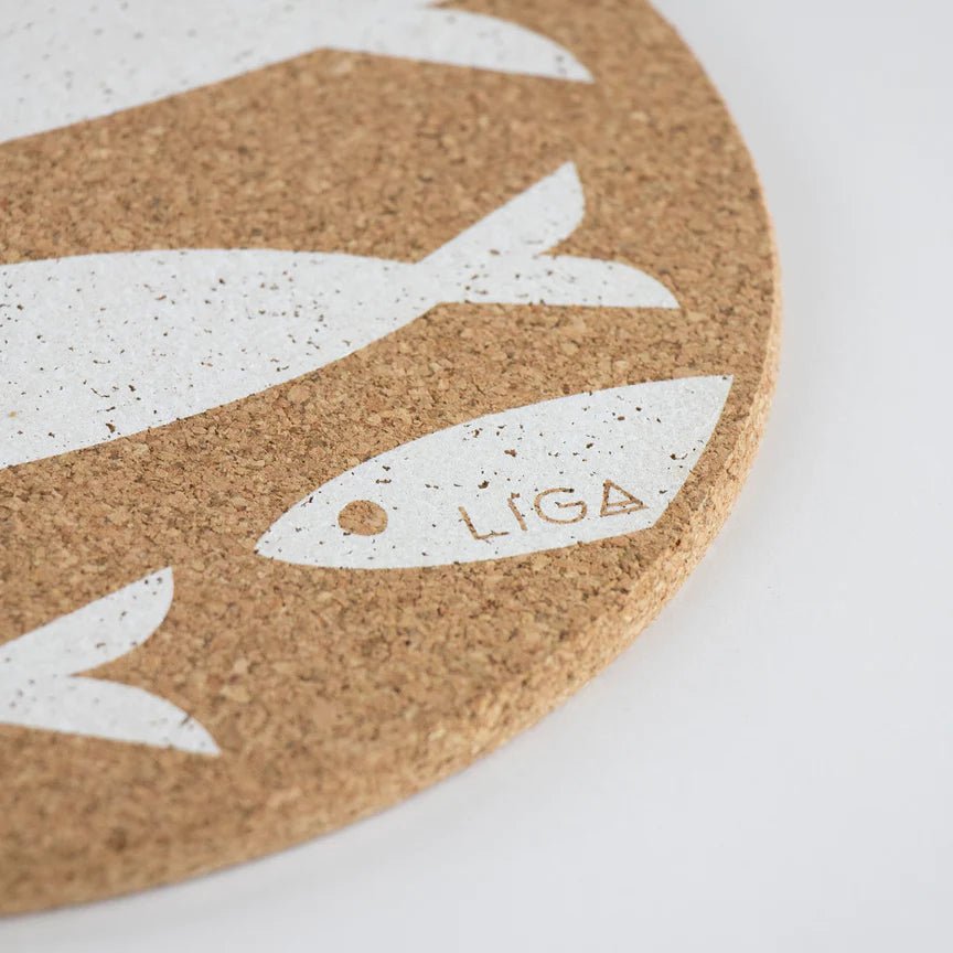 Love Liga White Fish Cork Coasters and Tablemats - The Mewstone Candle Co