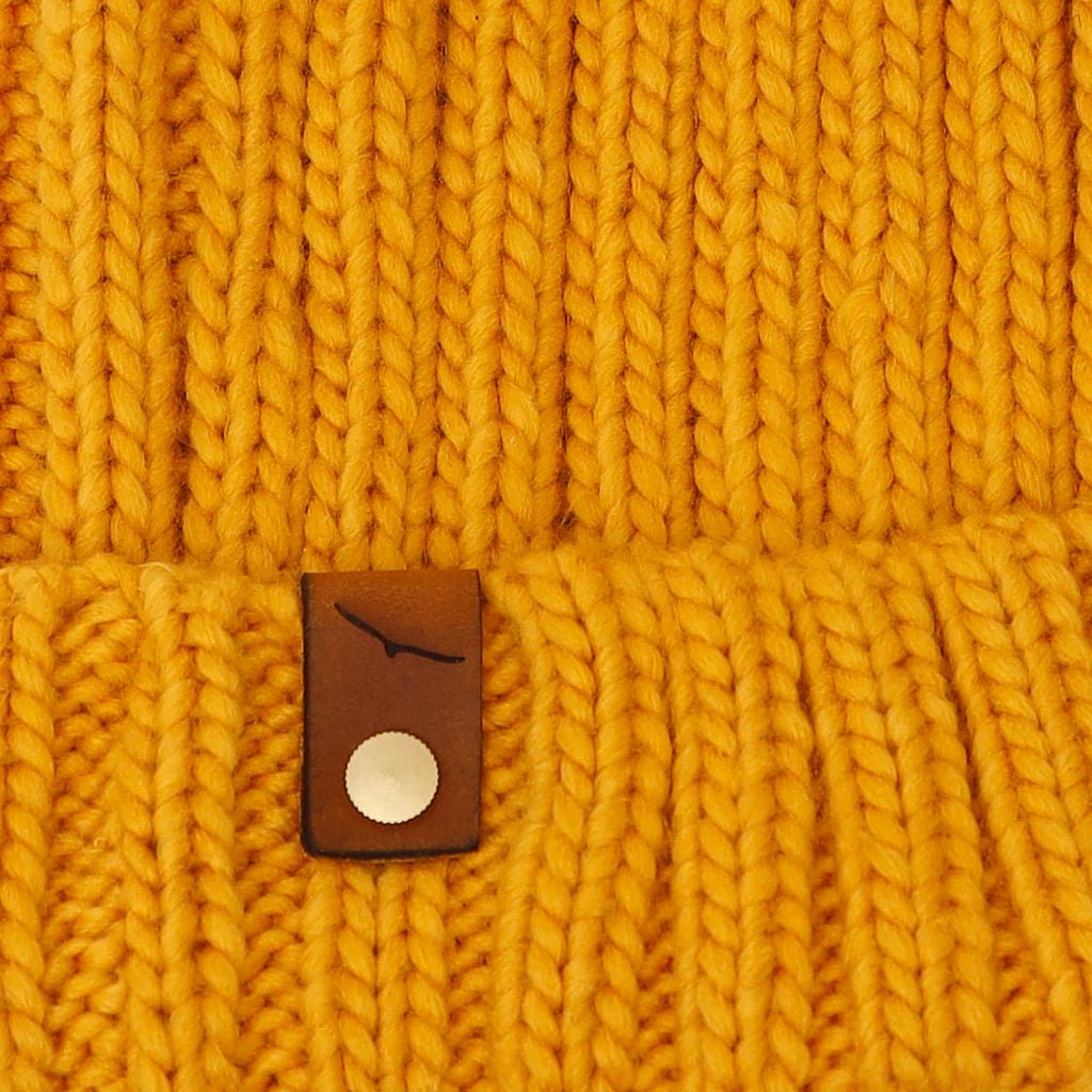 Mewstone Chunky Pom Pom Beanie Hat in Mustard - The Mewstone Candle Co