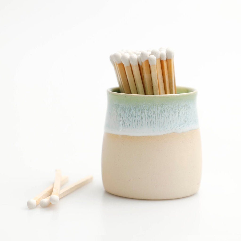 Pea Green Match Striker Pot - The Mewstone Candle Co