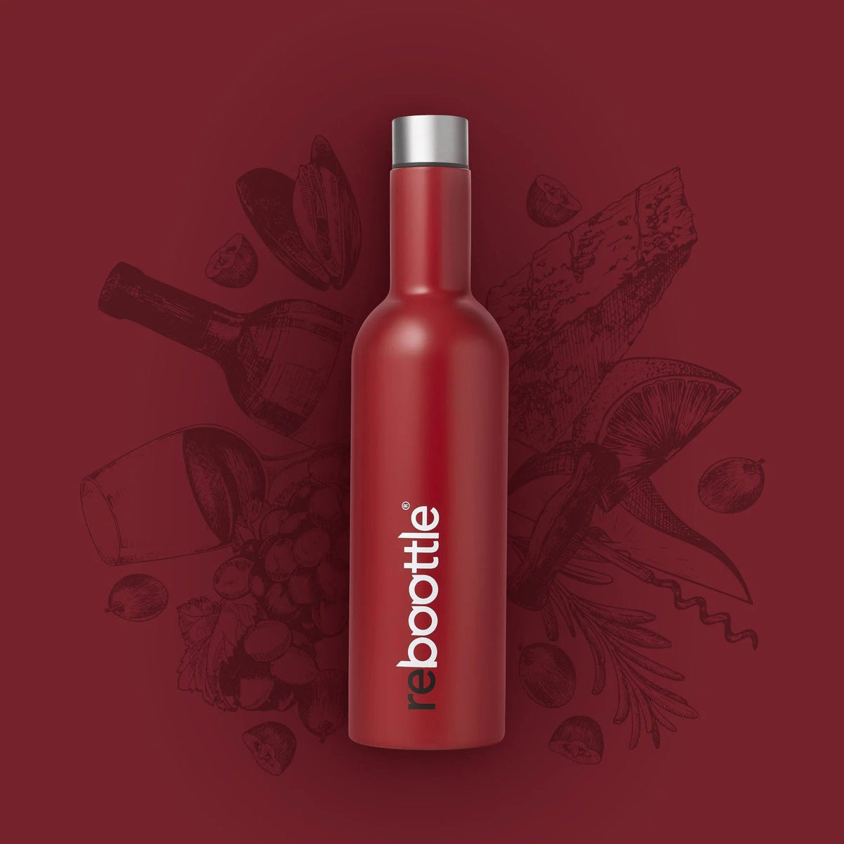 Rebootle Insulated Wine Bottle Flask - Red - The Mewstone Candle Co