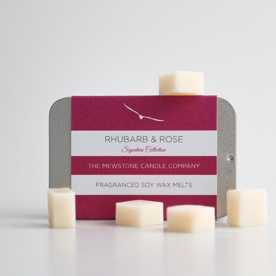 Rhubarb & Rose Wax Melt Slider Tin - The Mewstone Candle Co