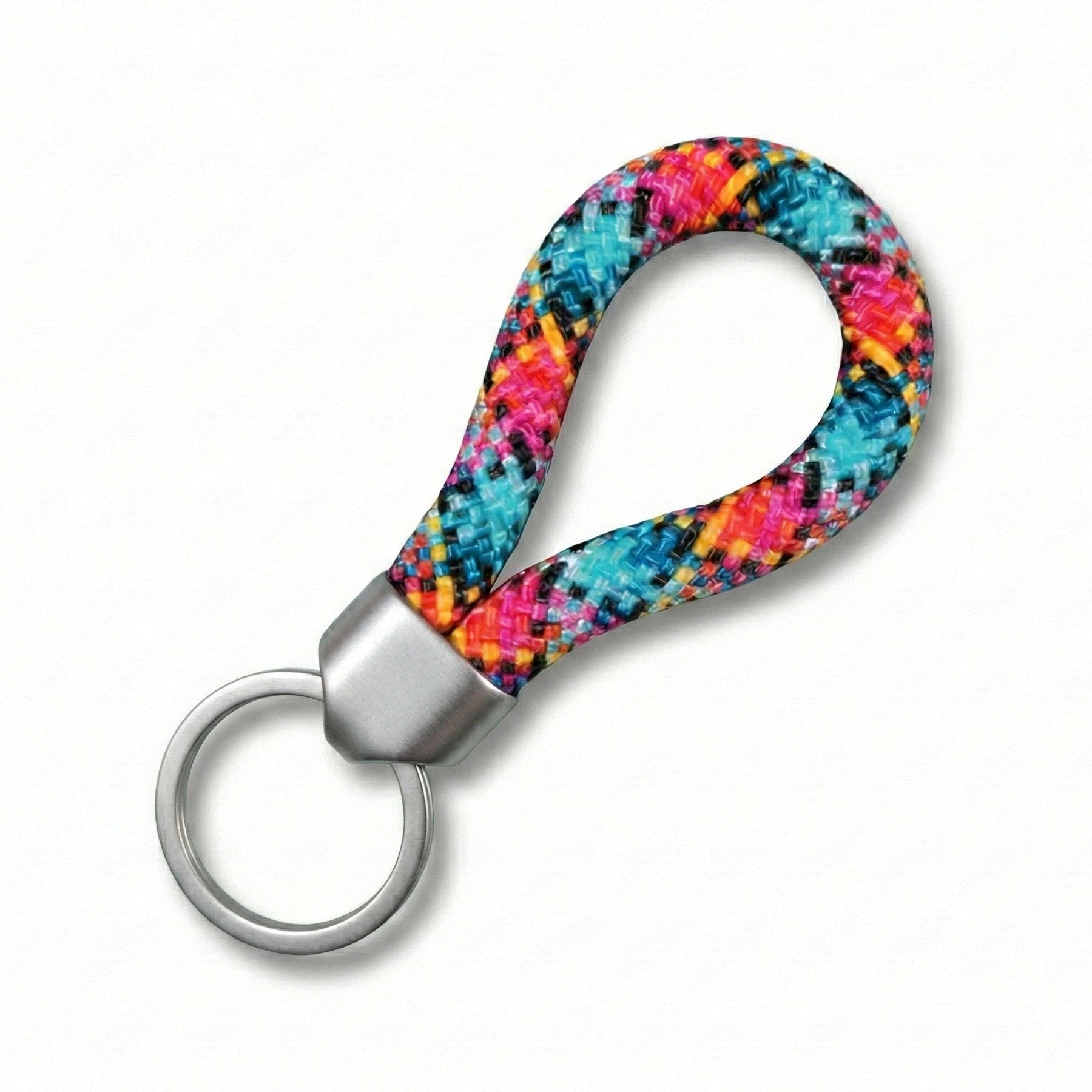Key Fob Bell Rope Heavy Duty Rope Key Fob in Harlequin