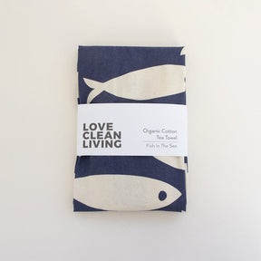 Love Liga Fish Tea Towel - Navy - The Mewstone Candle Co