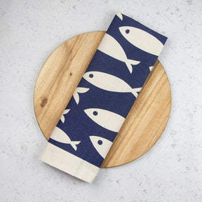 Love Liga Fish Tea Towel - Navy - The Mewstone Candle Co
