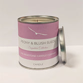 Peony and Blush Suede Signature Candle - The Mewstone Candle Co