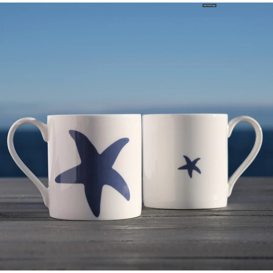 Blue Starfish Bone China Mug - The Mewstone Candle Co