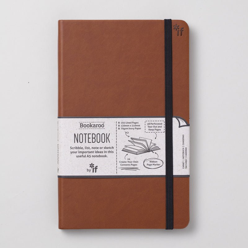 Bookaroo Brown Ruled A5 Notebook - The Mewstone Candle Co