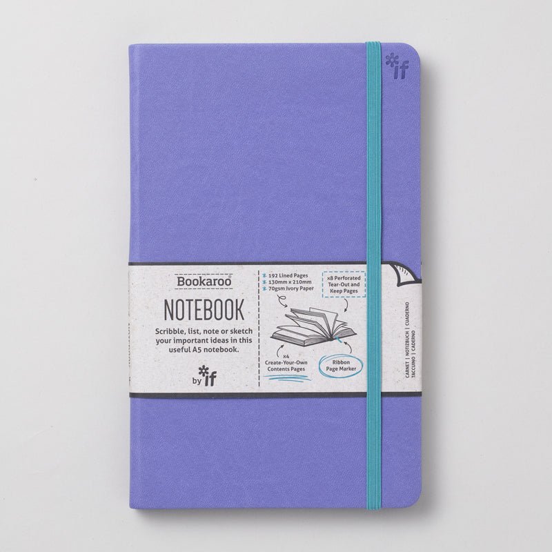 Bookaroo Lilac Ruled A5 Notebook - The Mewstone Candle Co