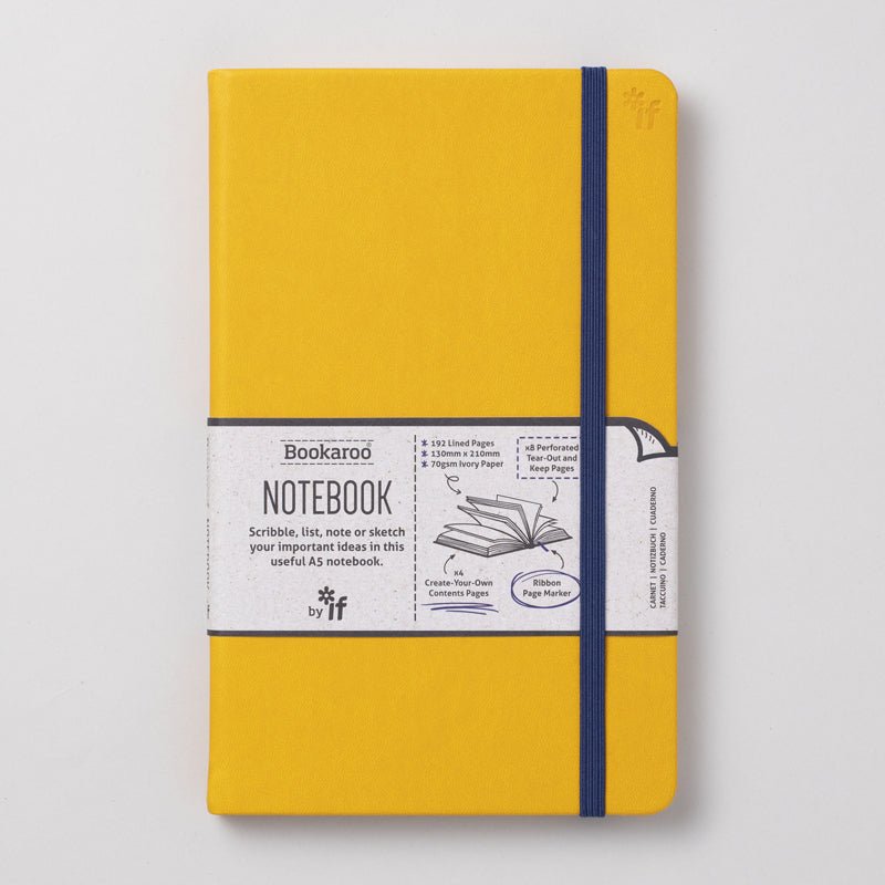Bookaroo Mustard Ruled A5 Notebook - The Mewstone Candle Co