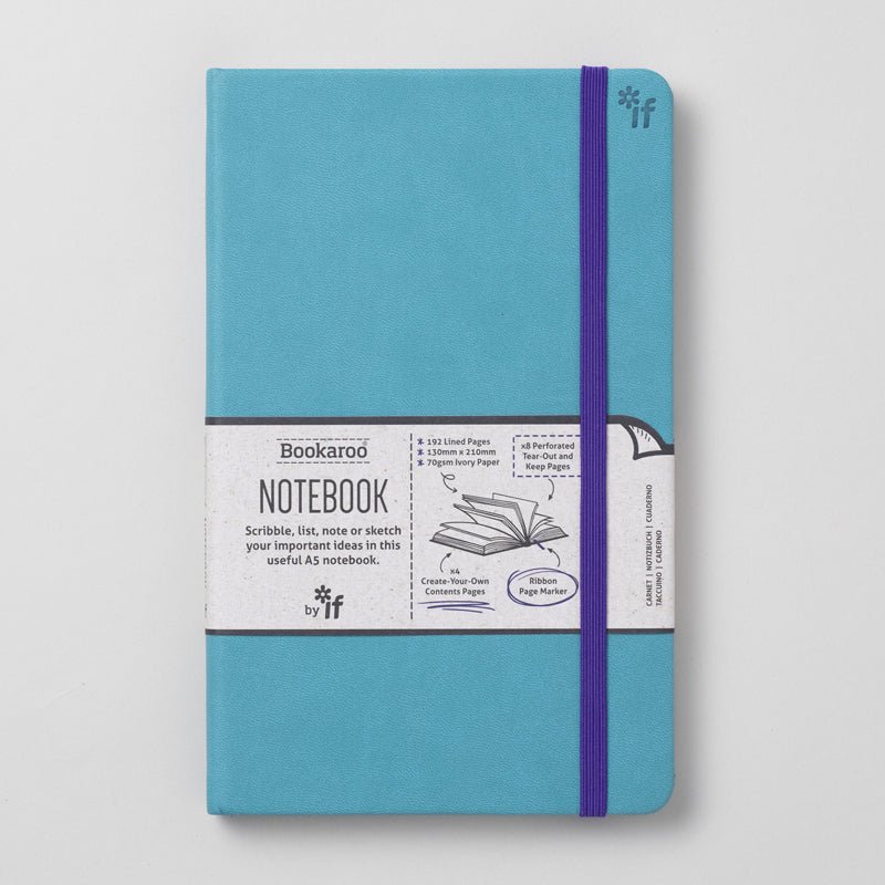 Bookaroo Turquoise Ruled A5 Notebook - The Mewstone Candle Co