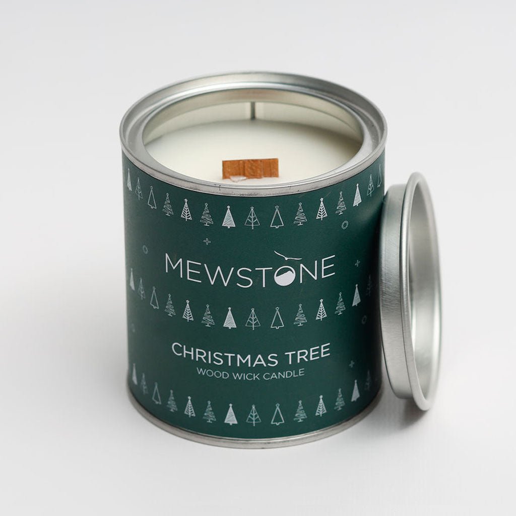 Christmas Tree Wood Wick Candle - The Mewstone Candle Co