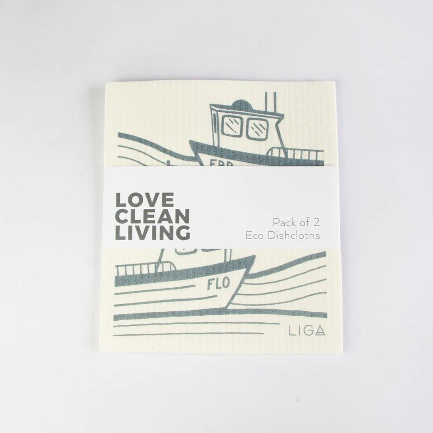 Love Liga Ebb and Flow and Mackerel Eco Dishcloths x2 - The Mewstone Candle Co