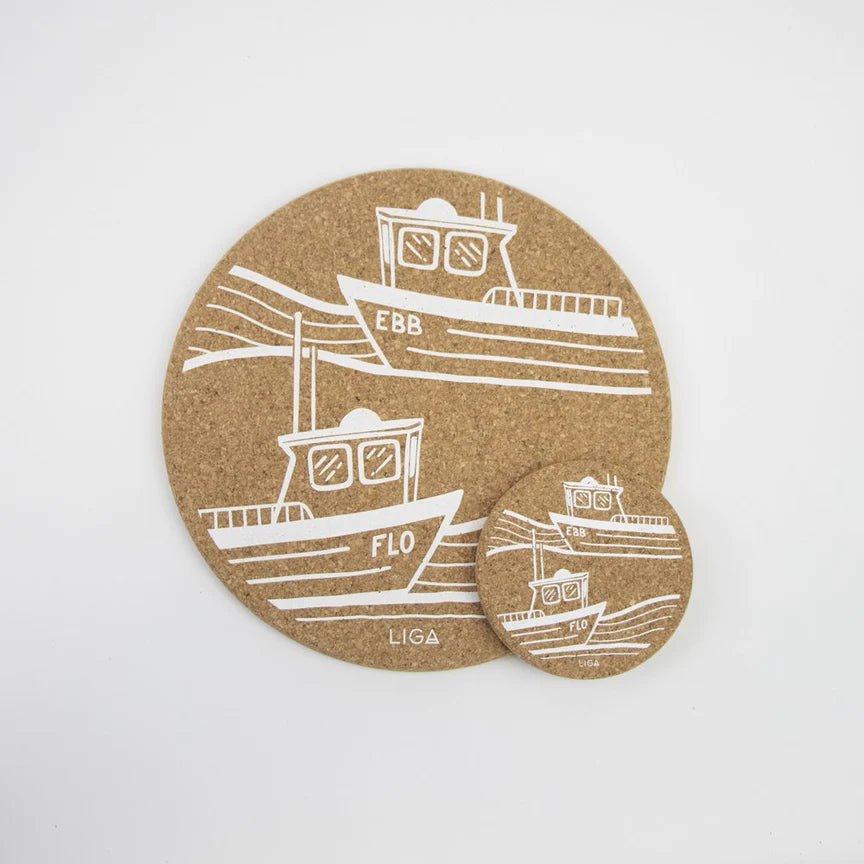 Love Liga Ebb and Flow Cork Coasters and Tablemats - The Mewstone Candle Co