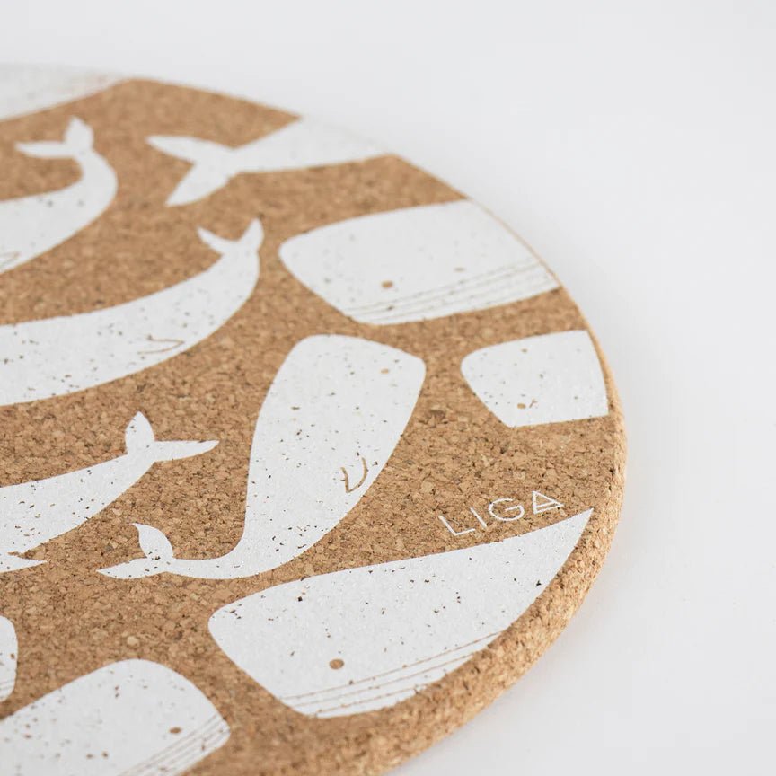 Love Liga Whale Cork Coasters and Tablemats - The Mewstone Candle Co