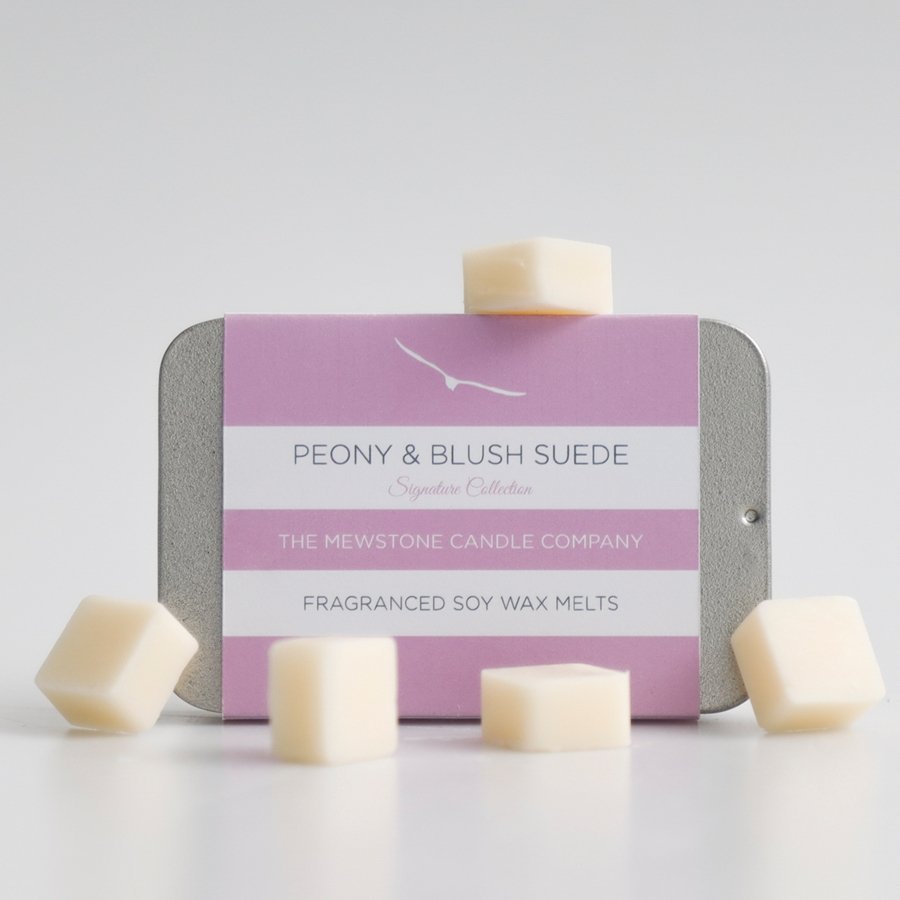 Peony & Blush Suede Wax Melt Slider Tin - The Mewstone Candle Co