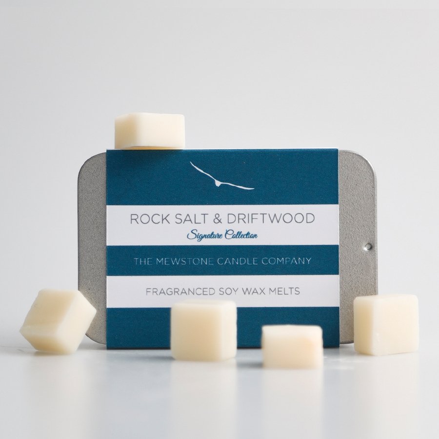Rock Salt and Driftwood Wax Melt Slider Tin - The Mewstone Candle Co